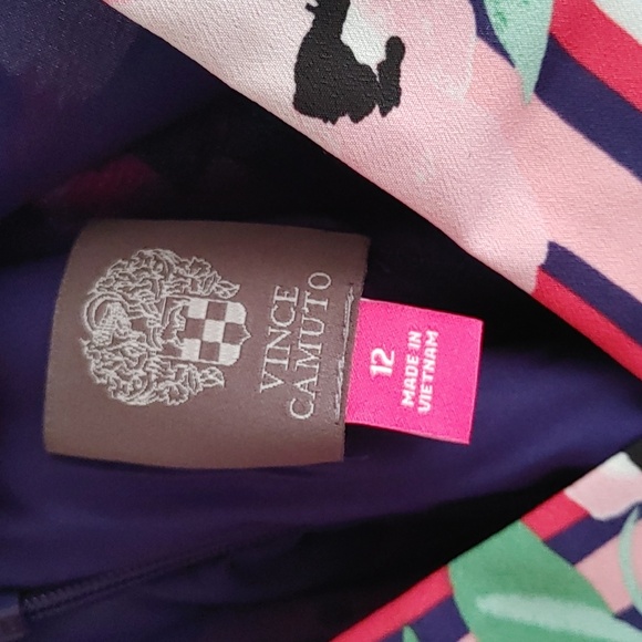 Vince Camuto US 12 Floral Indigo and Pink Sleeveless Summer Dress - Picture 6 of 14